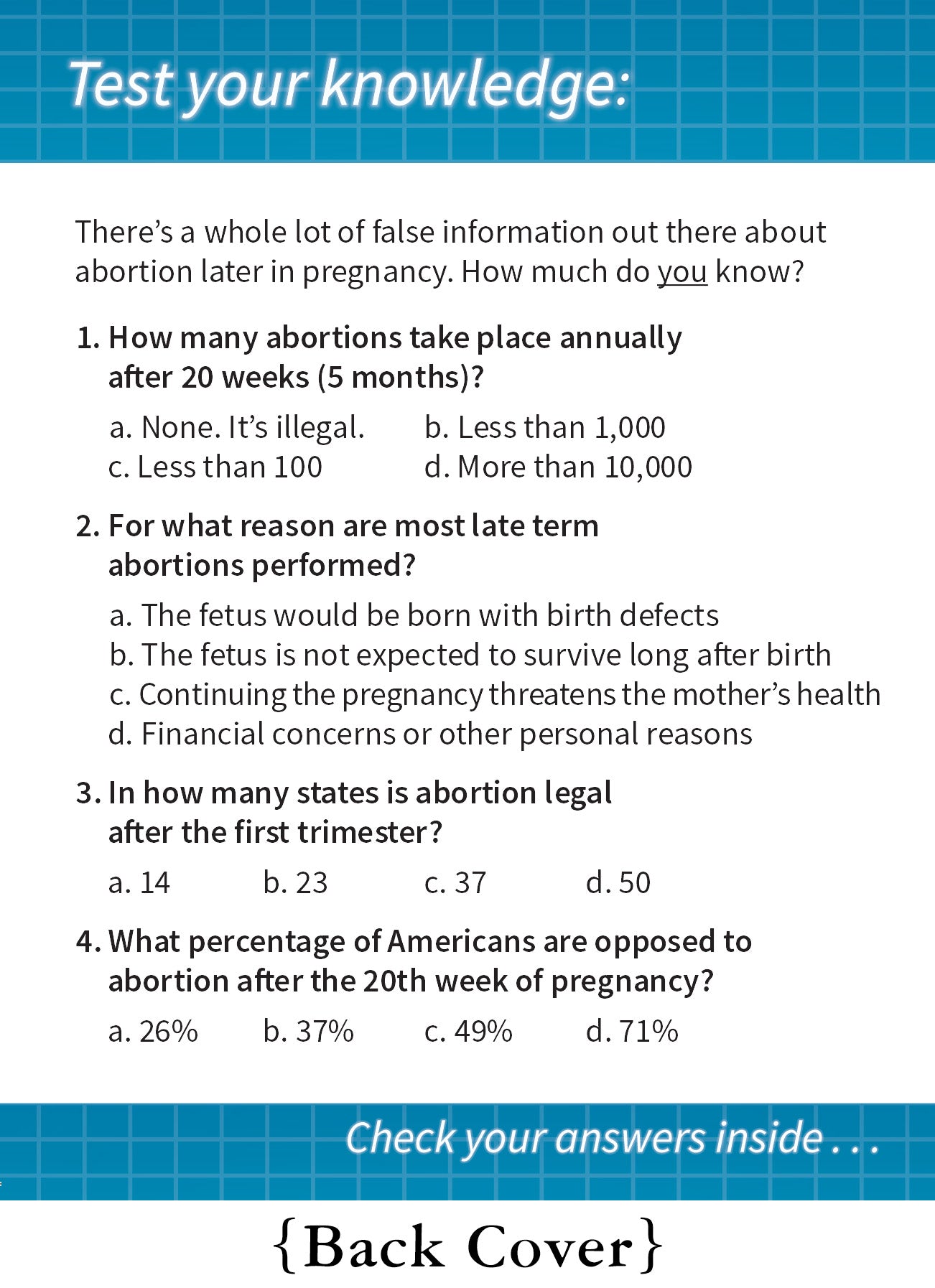 "Understanding Abortion Later in Pregnancy" flyer (100 count)