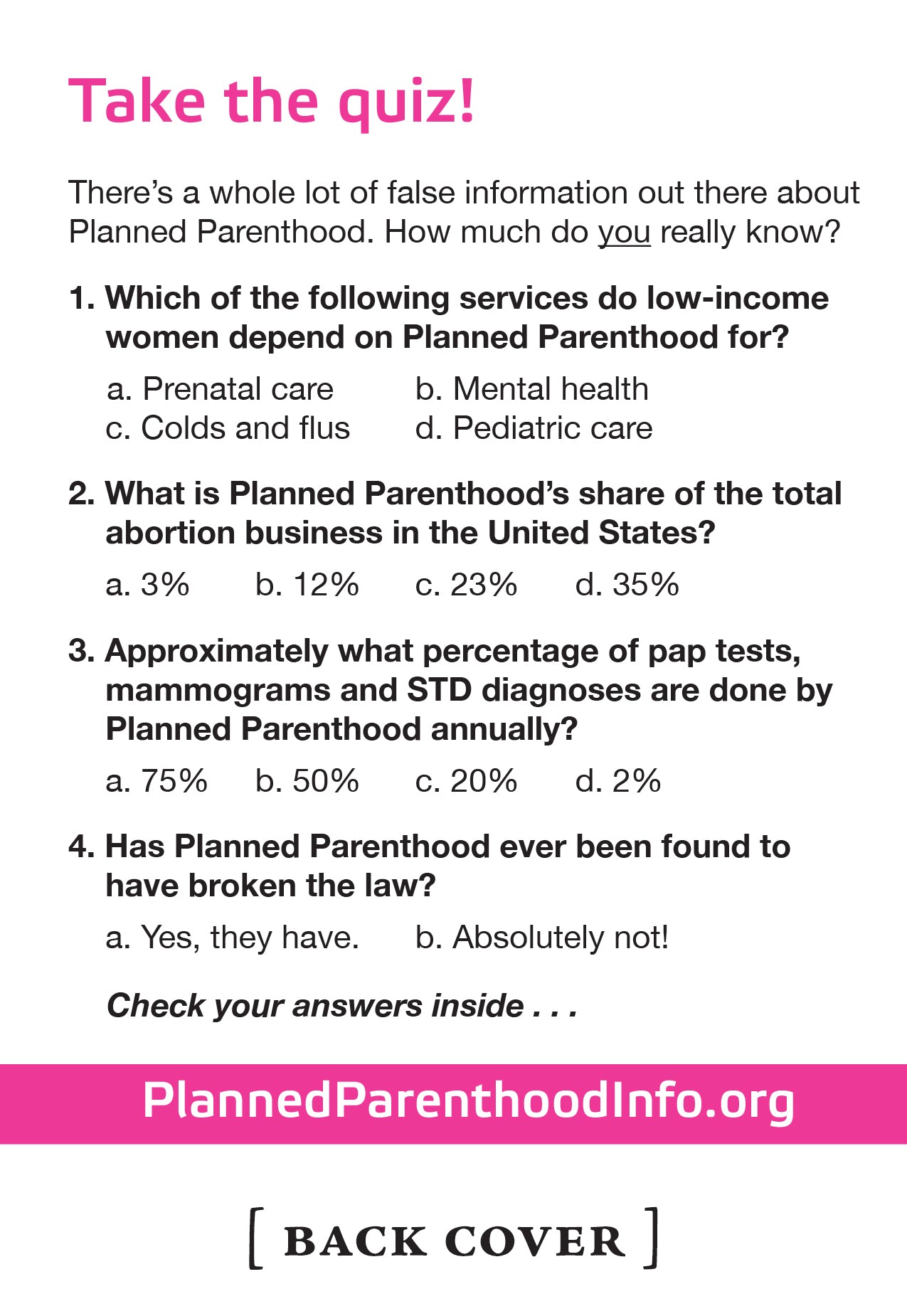 "Getting to know Planned Parenthood" Pamphlet (100 count) – Pro-Life ...